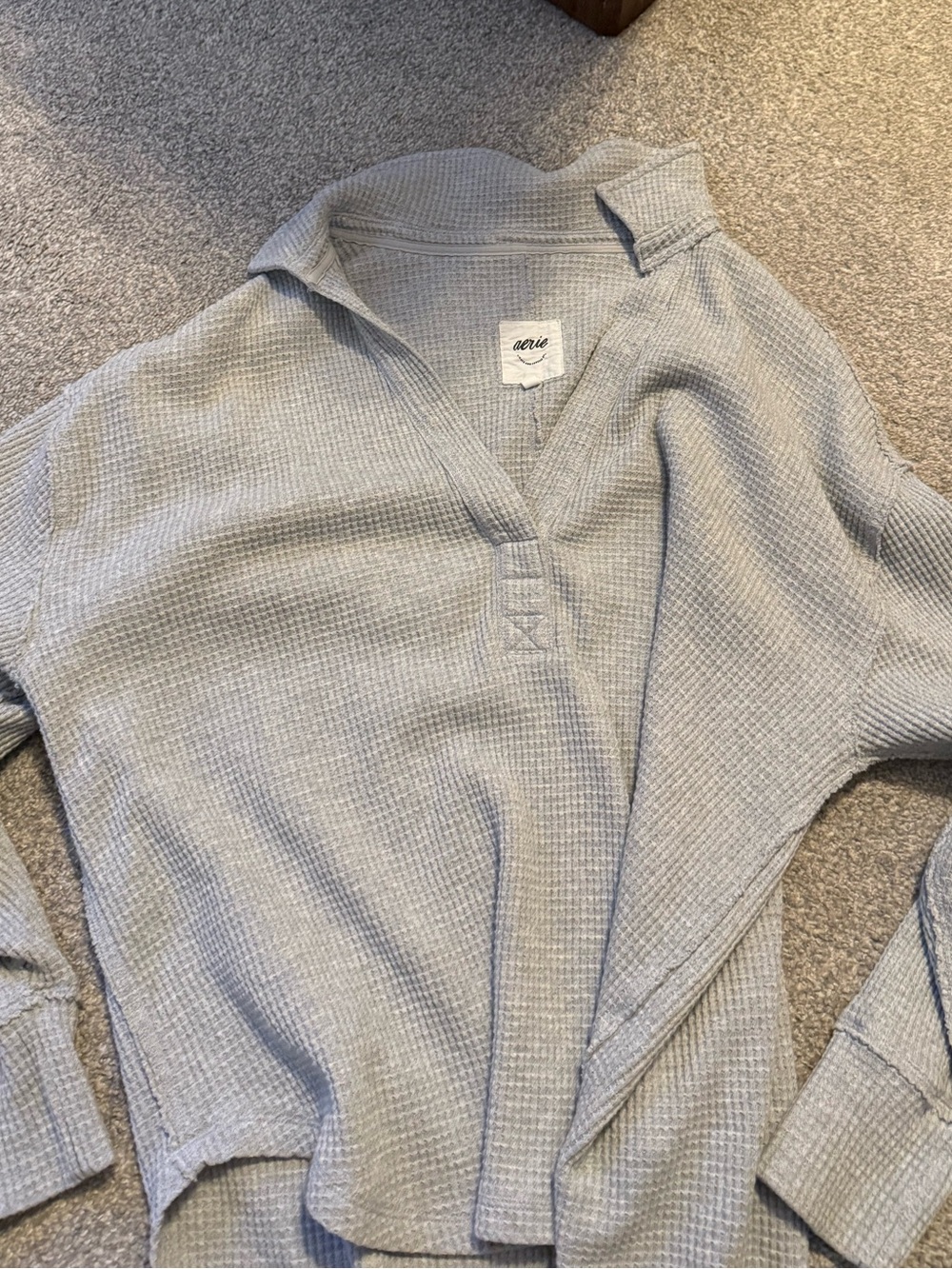 aerie Light Gray Waffle Knit sweater